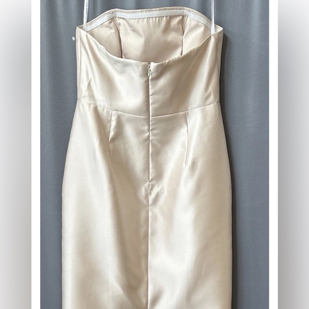 ALFRED SUNG Strapless Satin Maxi Gown in Champagne - Picture 6 of 10